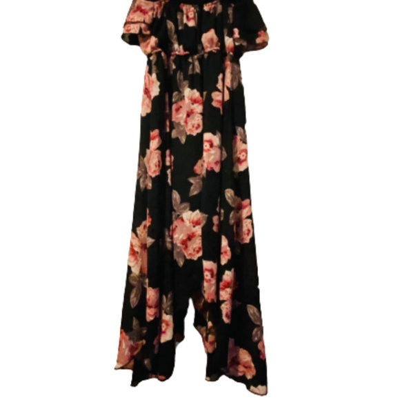 Floral Smocked Spaghetti Strap Dress with Assymetrical Hem can fit XS-S - Picture 2 of 7